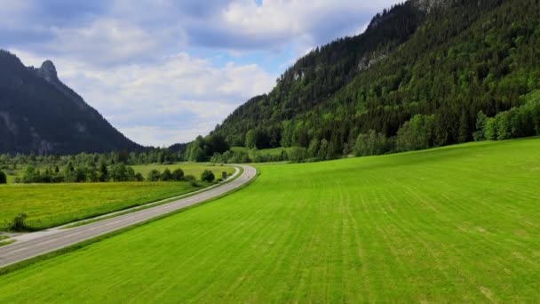 Paisagem Típica Baviera Distrito Allgau Dos Alpes Alemães Vista Aérea — Vídeo de Stock