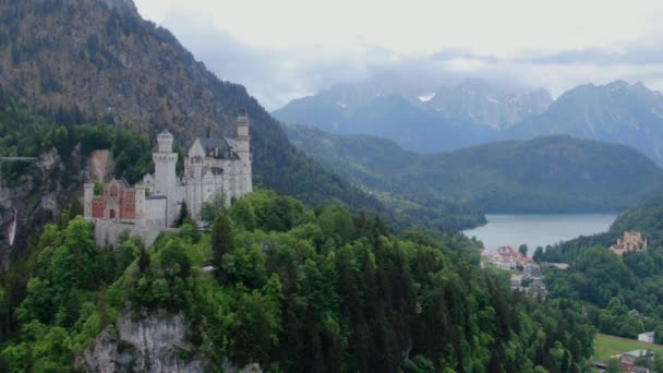 Słynny Zamek Neuschwanstein Bawarii Niemcy Zdjęcia Lotnicze — Wideo stockowe