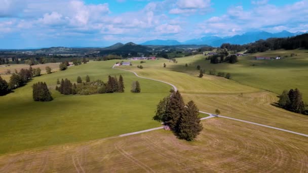 Incrível Natureza Baviera Distrito Allgau Dos Alpes Alemães Vista Aérea — Vídeo de Stock