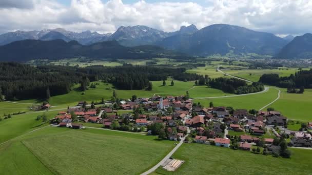 Meraviglioso Paesaggio Bavarese Nelle Alpi Tedesche Quartiere Allgau Vista Aerea — Video Stock
