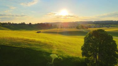 Alman Alplerindeki tipik Bavyera manzarası - Allgau bölgesi - hava manzarası