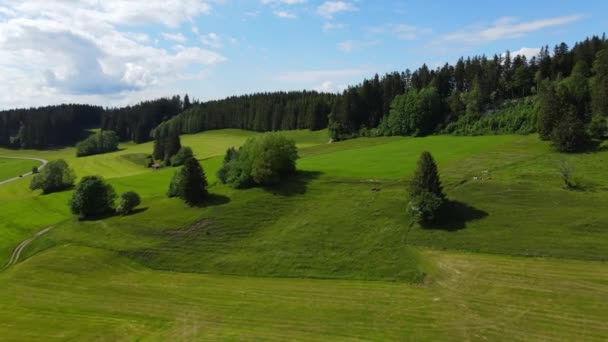 Typická Krajina Bavorsku Okrese Allgau Německých Alpách Letecký Pohled — Stock video