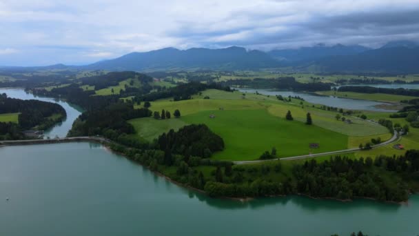 Increíble Naturaleza Baviera Distrito Allgau Los Alpes Alemanes Vista Aérea — Vídeos de Stock