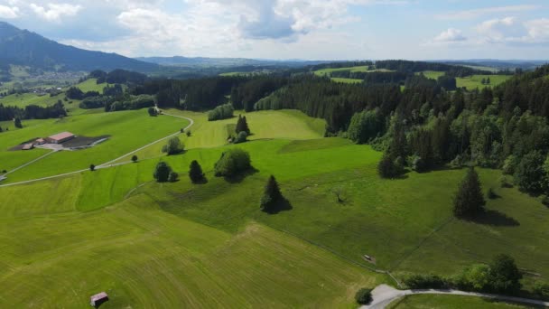 Prachtig Beierse Landschap Duitse Alpen Allgau Luchtfoto — Stockvideo