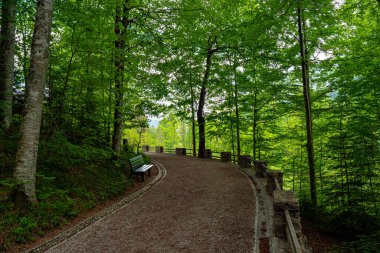 Bavyera Almanya 'daki Linderhof Kalesi' nin güzel bahçeleri - LINDERHOF, GERMANY - 27 Mayıs 2020. Yüksek kalite fotoğraf