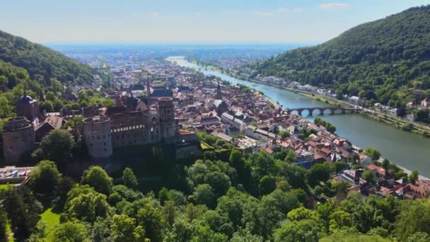 Miasto Heidelberg Niemcy Zdjęcia Lotnicze Dronów — Wideo stockowe