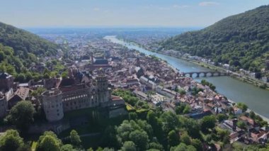 Heidelberg şehri Almanya - hava aracı görüntüleri 