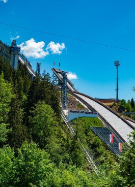Dünyaca ünlü Kayak Atlama Arenası, Oberstdorf Almanya - OBERSTDORF, BAVARIA - 25 Mayıs 2020