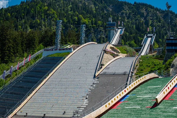 Weltberühmte Skisprungarena Oberstdorf Deutschland Oberstdorf Bayern Mai 2020 — Stockfoto