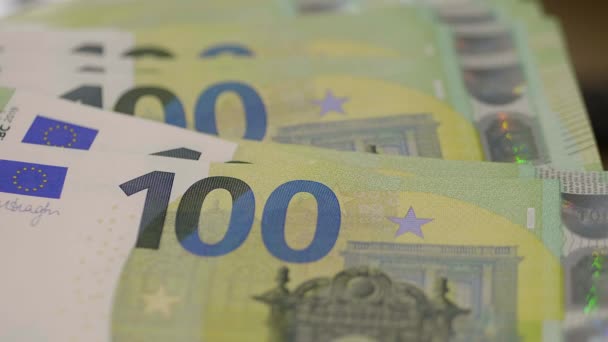 Gran Cantidad Dinero Billetes 100 Euros Cierran Las Imágenes — Vídeos de Stock