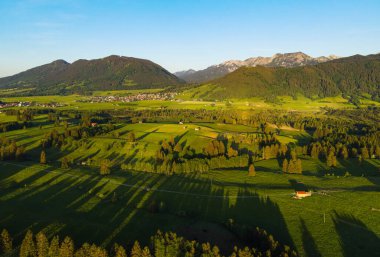 Tipik Bavyera manzarası - Allgau 'daki Alman Alpleri