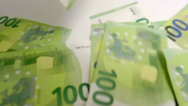 Deszcz pieniędzy - 100 Euro Notes — Wideo stockowe