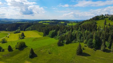 Alman Alpleri 'nin Allgau bölgesindeki Bavyera' daki tipik manzara