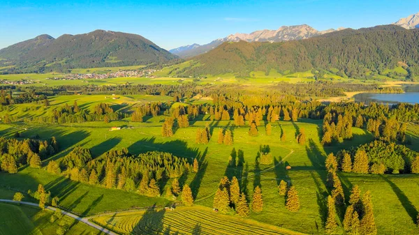 Typical Bavarian landscape in the German Alps - Allgau district — Stock Photo, Image