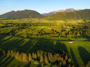 Alman Alpleri 'ndeki tipik Bavyera manzarası - Allgau bölgesi