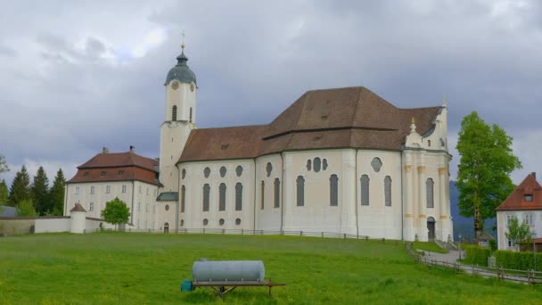 Iglesia Wies Fama Mundial Llamada Wieskirche Steingaden Baviera Alemania — Vídeos de Stock