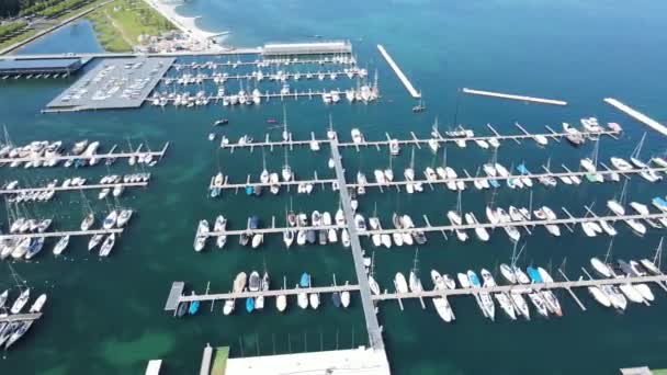Geneva marina - човни на озері Женева зверху — стокове відео
