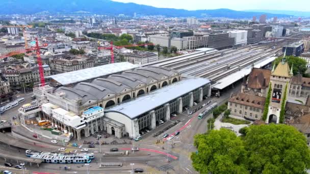 Zürich Centraal Station drom boven — Stockvideo