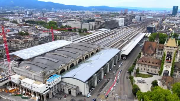 Zürich Centraal Station drom boven — Stockvideo