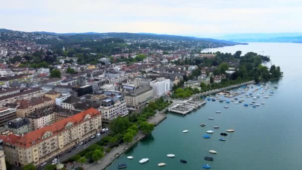 Hermoso lago de Zurich en Suiza desde arriba — Vídeos de Stock