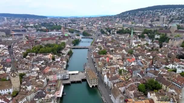 Cidade bonita de Zurique na Suíça de cima — Vídeo de Stock