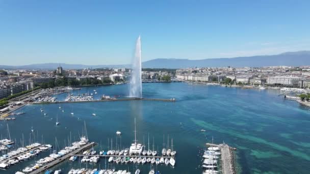 Gran toma de Ginebra en Suiza — Vídeo de stock