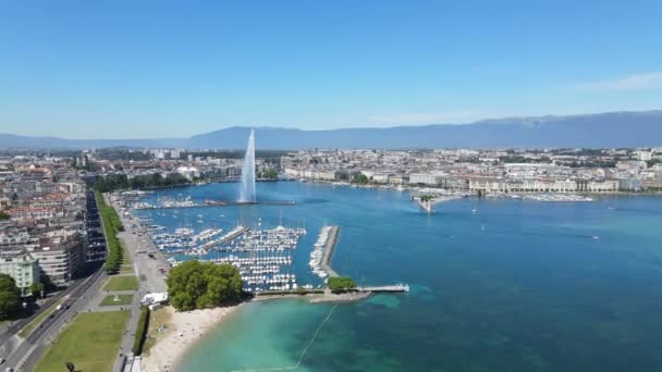 Ciudad de Ginebra en Suiza desde arriba — Vídeos de Stock