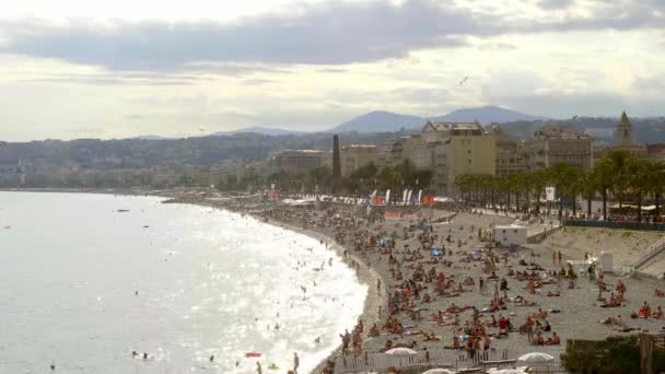 Beautiful seafront of Nice at the Cote D Azur - CITY OF NICE, FRANCE - JULY 10, 2020 — Stock Video