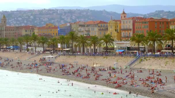 Colourful Riviera of Nice Old Town called Quay of United Nations — Stock Video