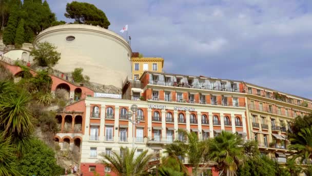 Cote D Azur 'daki Nice Şehri - Kibar Şehir, FRANSA - 10 Temmuz 2020 — Stok video
