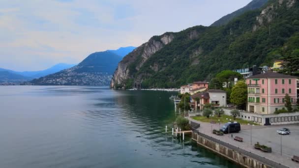 Aldeia de Campione no Lago Lugano — Vídeo de Stock