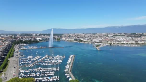 Lago de Ginebra en Suiza desde arriba — Vídeos de Stock