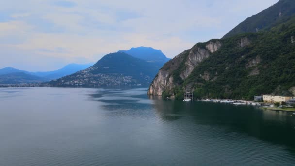 Belo Lago Lugano na Suíça — Vídeo de Stock