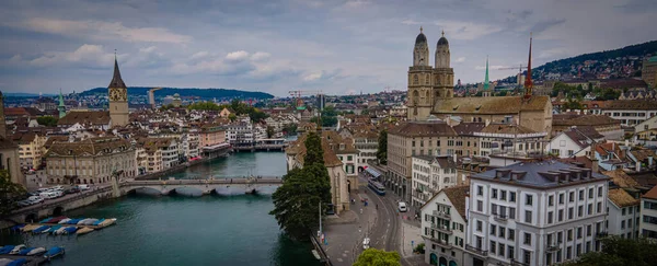 Niesamowity widok z powietrza na miasto Zurych w Szwajcarii — Zdjęcie stockowe