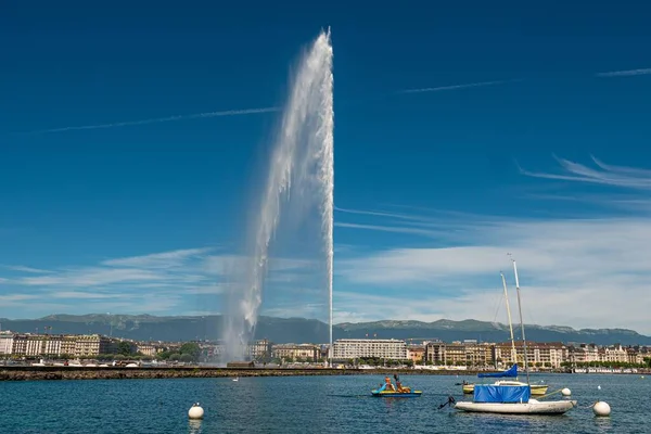 Cenevre Gölü Ndeki Ünlü Çeşme Geneva Rketi Temmuz 2020 — Stok fotoğraf