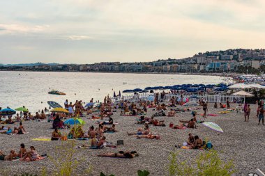 The Beaches and Beach Clubs at the Riviera of Nice - Nice, FRANCE - 10 Temmuz 2020