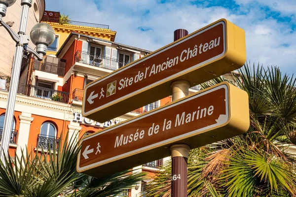 Riktningsskyltar Staden Nice Nice Frankrike Juli 2020 — Stockfoto