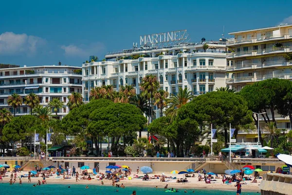 Clubes Praia Praia Croisette Cannes Cannes França Julho 2020 — Fotografia de Stock