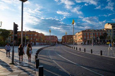 Nice şehrinin sokak manzarası - Güzel, FRANCE - 10 Temmuz 2020