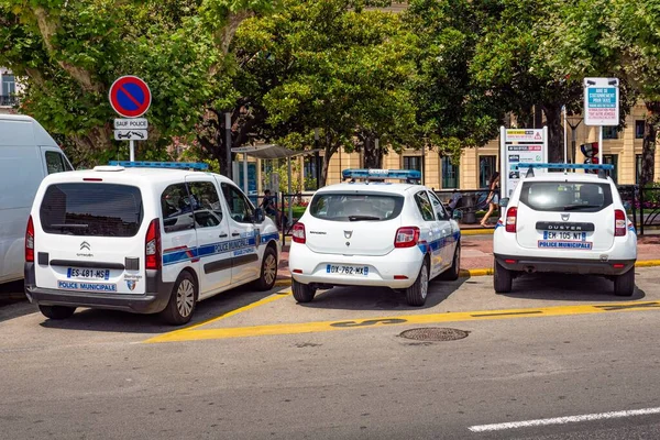 Carro Polícia Cidade Cannes Cidade Cannes França Julho 2020 — Fotografia de Stock