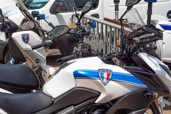 Motocicletas Policiais Cannes Cannes França Julho 2020 — Fotografia de Stock