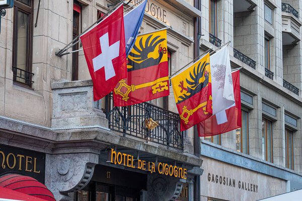 Hotel de la Cigogne in Geneva in Switzerland - CITY OF GENEVA, SWITZERLAND - IULY 8, 2020
