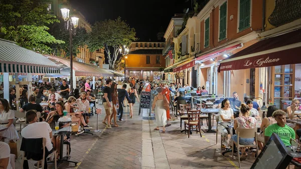 Restaurants Bars Cafes Historic District Nice Nice France July 2020 — Stock Photo, Image