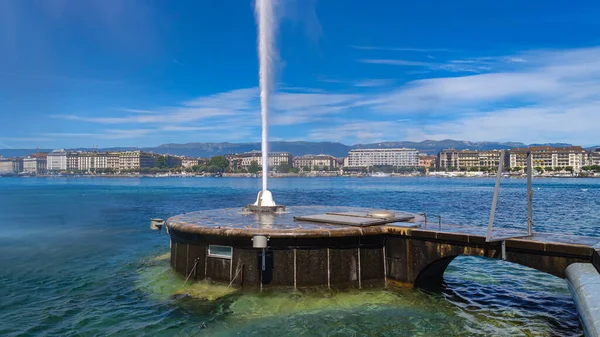 Famosa Fontana Sul Lago Ginevra Fotografia Viaggio — Foto Stock