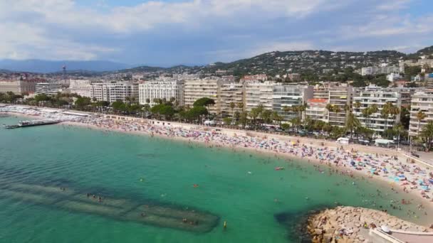 Typisch Uitzicht Stad Cannes Aan Franse Rivièra Luchtzicht — Stockvideo