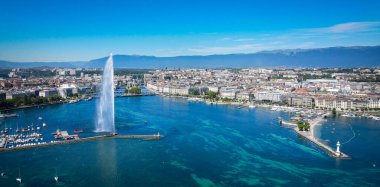 Aeial view over Lake Geneva in Switzerland - drone photography clipart