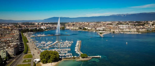 Vista Panoramica Sul Lago Ginevra Svizzera Drone Raccolta Foto — Foto Stock