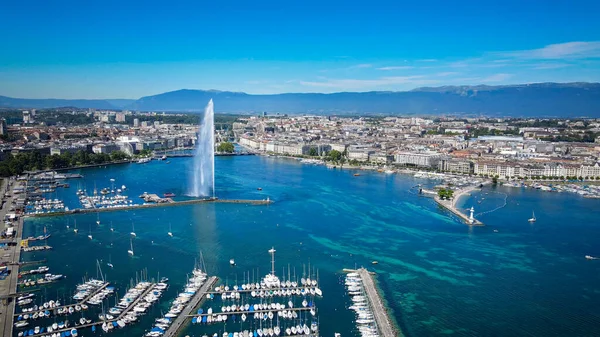 Lago Genebra Suíça Partir Cima Fotos Drone — Fotografia de Stock