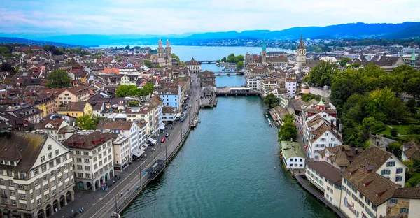 Amazing Aerial View City Zurich Switzerland Drone Footage — Stock Photo, Image