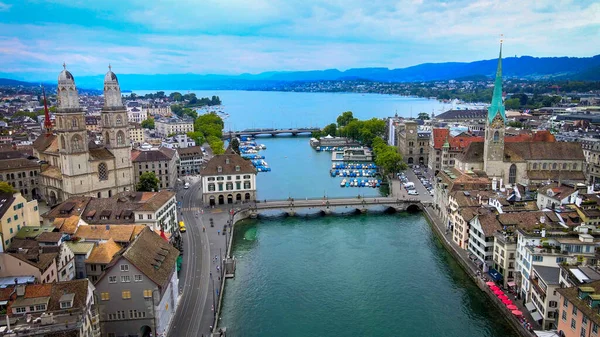 Erstaunliche Luftaufnahme Der Stadt Zürich Der Schweiz Drohnenfotografie — Stockfoto